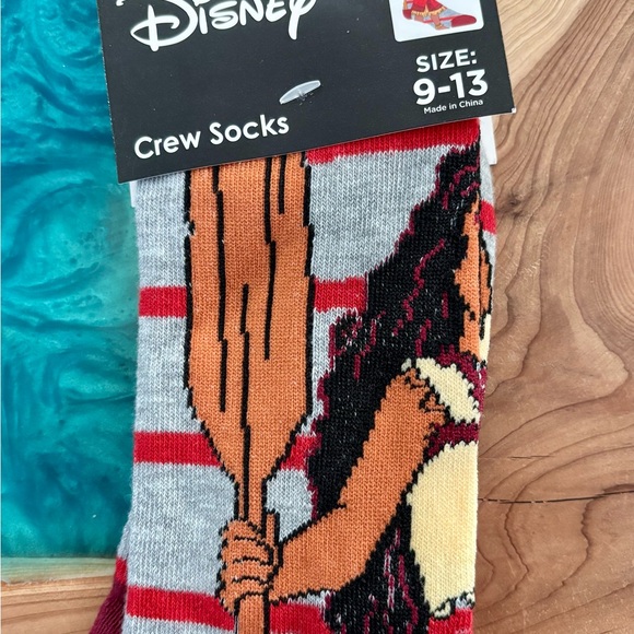 Disney Other - Disney Moana Crew Socks - Gray, Red, and Orange